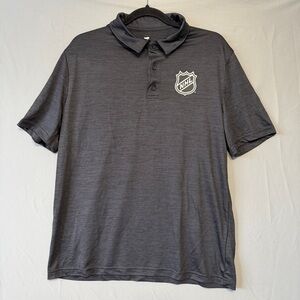 NHL Fanatics Authentic Pro Mens Polo Size Large Grey Logo Short Sleeve Sporty
